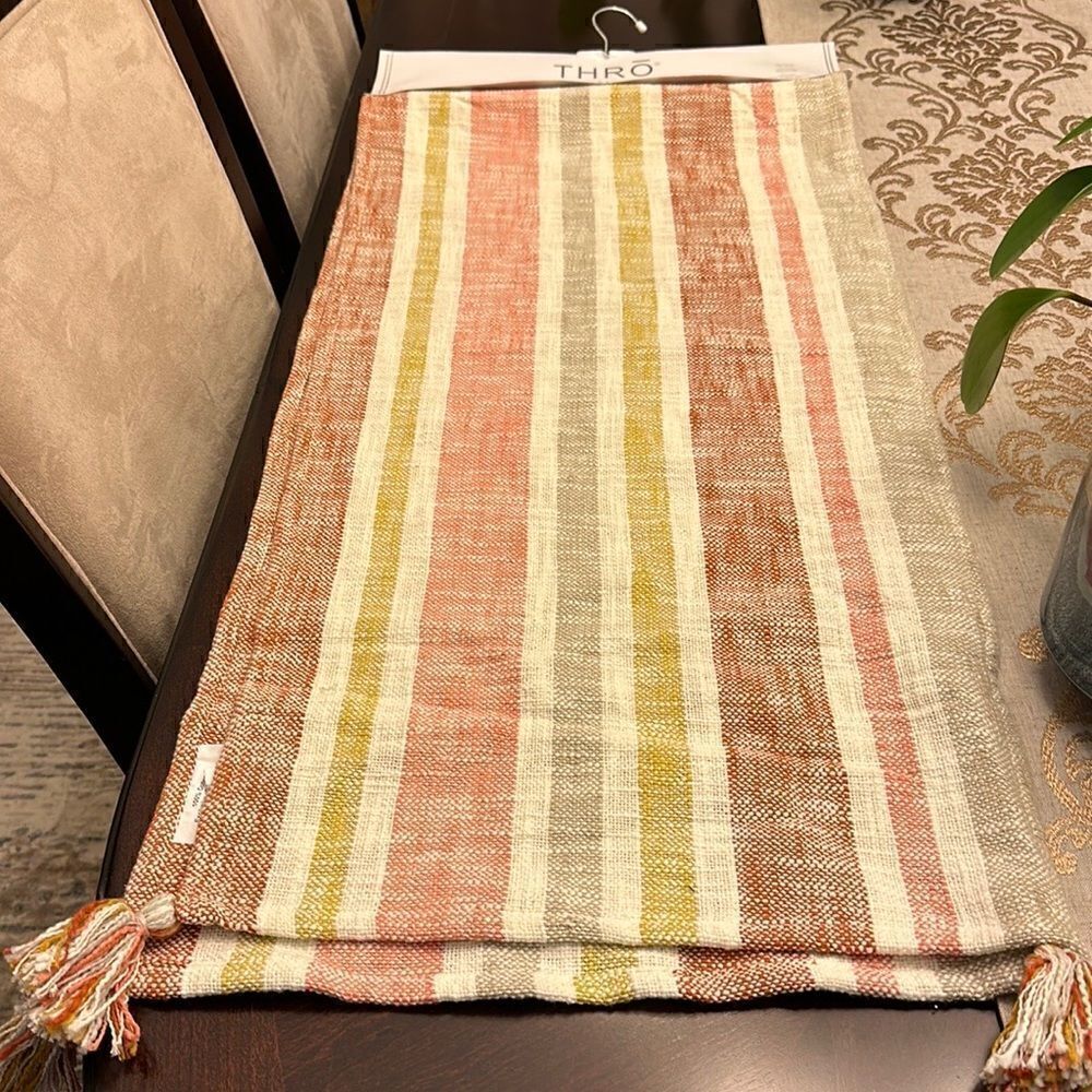 Thro by Marlo Lorenz Striped Boho Table Runner 16”x72”
